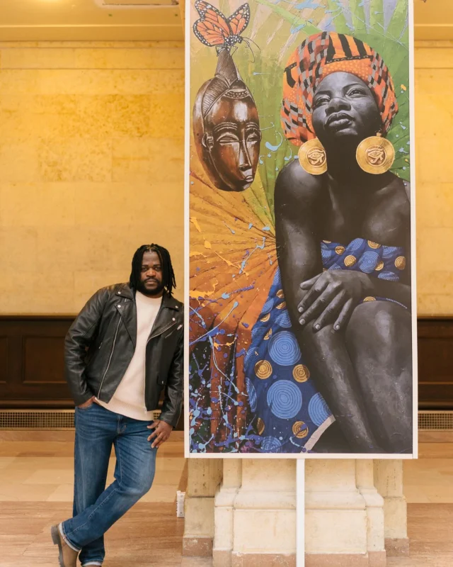 🎨Self Knowledge by Heritier Bilaka🖌️

This Oil on Canvas is a reflection on individual and cultural identity in the context of globalization, depicting a young woman to echo Heritier’s Congolese & Bantu culture and symbolizing the source. 
The mask carried by the monarch butterfly symbolizes connection with the spiritual world, transformation and adaptation in an ever-changing world. 
The gold earrings with the eye of Horus symbolize enlightened vision and regeneration

Heritier Bilaka is a mid-career artist. He participated in numerous group exhibitions in many cities in Canada and aboard.

Check our our exhibit A Transit Through Time and learn more about this artwork. 
(More info on our website - link in bio)

📍West Wing
🗓️until August 31

#ATransitThroughTime #BlackHistoryMonth #BlackFuturesMonth #UnionStation #TorontoUnion #MoreThanAStation